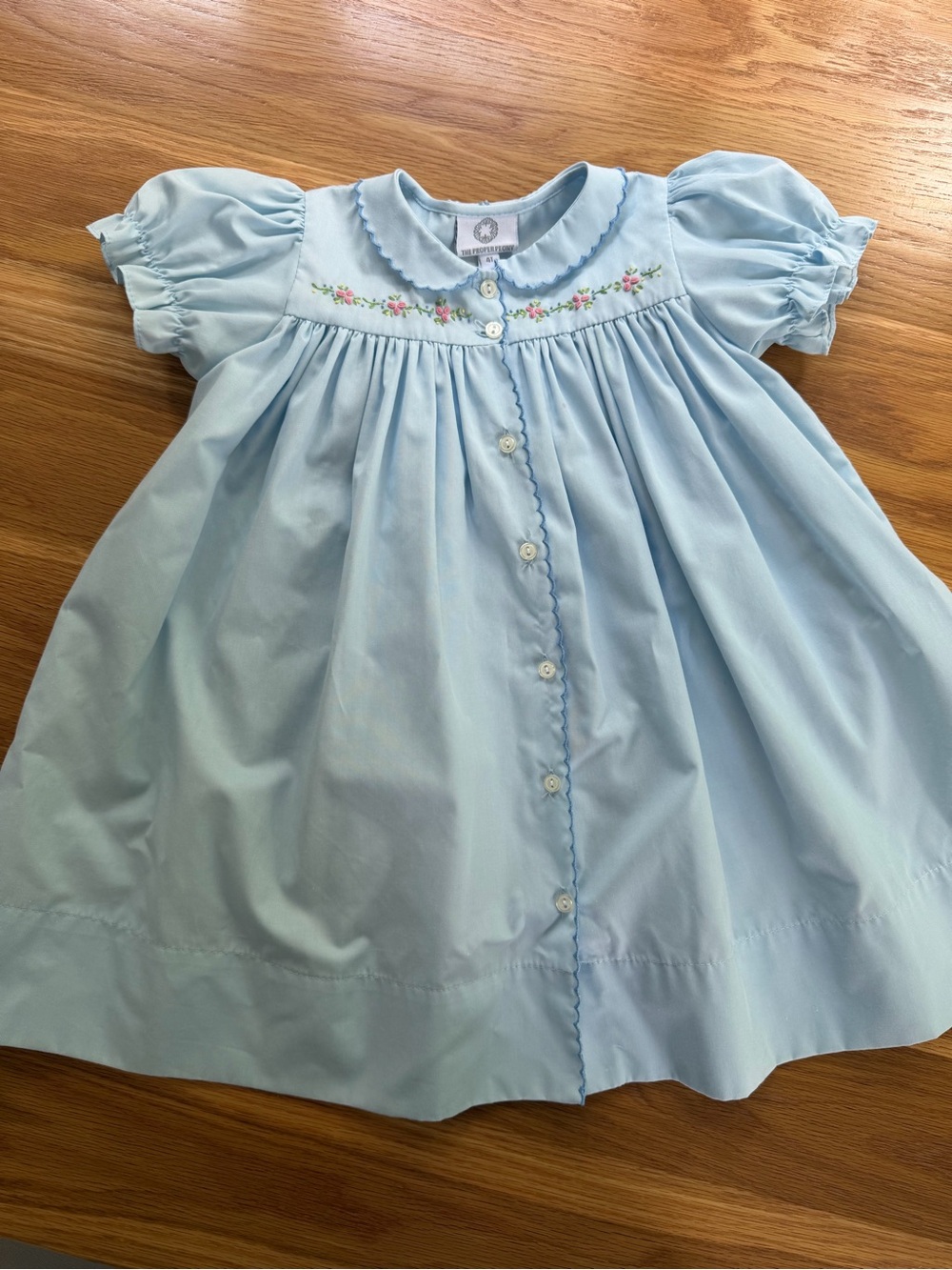 The Proper Peony Girls Blue Rose Garden Ingrid Dress 4T - Picture 2 of 6